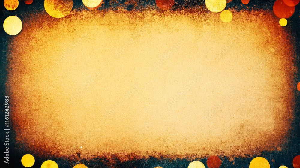 Poster abstract background featuring bright circles and a warm, textured center suitable for invitations or
