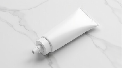 Minimalist white tube on marble background, perfect for showcasing skincare, cosmetic, or personal care products with a clean, elegant aesthetic