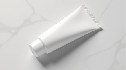 Minimalist white tube on marble background, perfect for showcasing skincare, cosmetic, or personal care products with a clean, elegant aesthetic