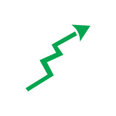 Green arrow up, stock market rise, trending market, market all time high