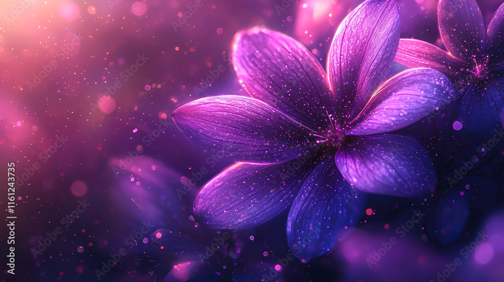 Aufkleber beautiful purple flower blooms in soft light with shimmering bokeh in a tranquil setting