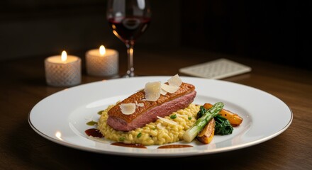 Seared Duck Breast with Saffron Risotto 