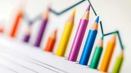 Naklejka premium Colorful Pencils Forming An Ascending Graph