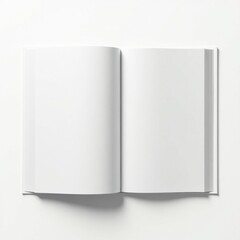 A pristine white book lies open, its blank pages inviting the reader's imagination. Clean, minimalist, and ready for your story.