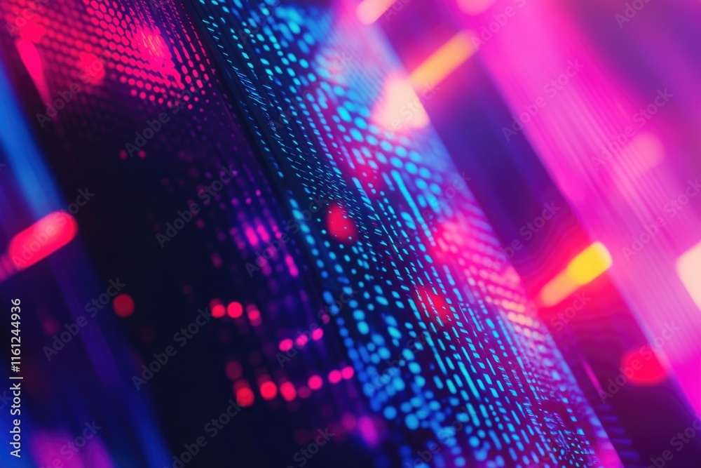 Poster A cityscape image showing a building with lights in the background, great for use in urban-themed projects