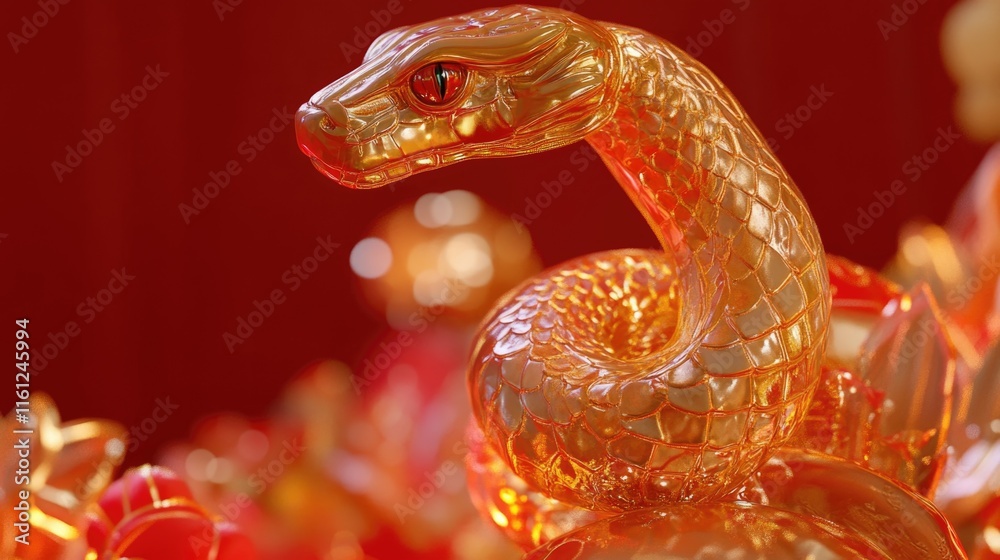 Poster A close-up shot of a snake's face from a statue, ideal for uses where a serpent symbol is needed