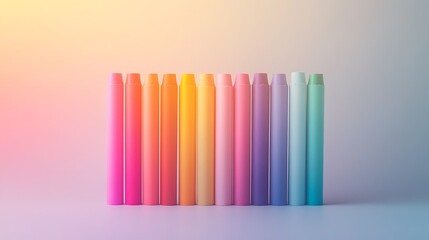 Obraz premium Pastel Colored Crayons Arranged in a Row