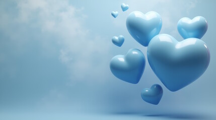  blue glossy hearts 