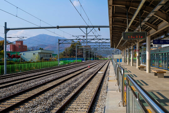 Track platfrom in the train station of South Korea
