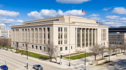 Obraz premium Historic Federal Reserve building exterior showcasing architectural grandeur and economic significance, embodying stability and financial stewardship in modern society