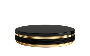 Round black and golden podium isolated on transparent background for product presentation. 3d rendering