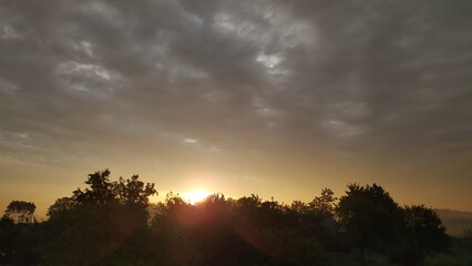 Beautiful sky-blue colors in the summer in Belarus