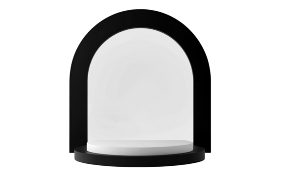 Empty black and white podium isolated on transparent background for product presentation. 3d rendering
