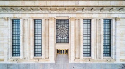 Obraz premium Historic Federal Reserve building exterior showcasing architectural grandeur and economic significance, embodying stability and financial stewardship in modern society