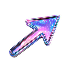 Neon Galaxy Arrow: A 3D Render of a Sparkling Cursor