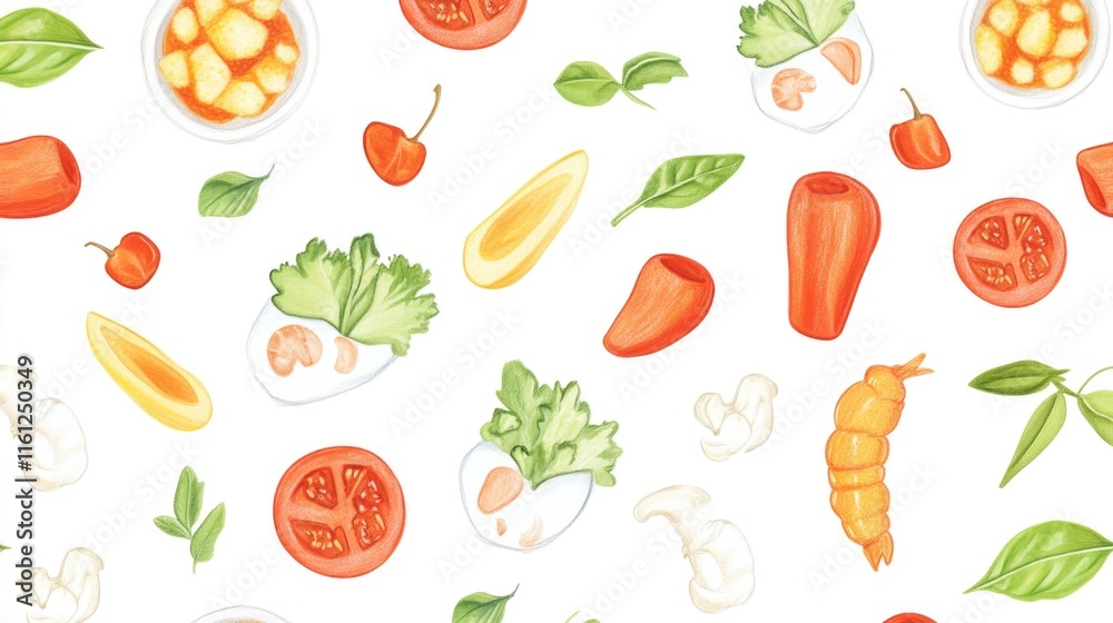 Poster a colorful array of fresh vegetables and fruits on a white background, perfect for health-related or