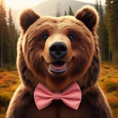 Obraz premium Grizzly qui fait la fête avec nœud papillon