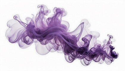 Fototapeta premium Purple Ink Swirls Abstract Fluid Art White Background