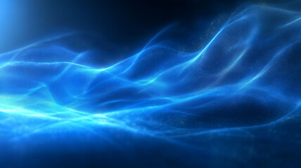 Abstract glowing blue and orange light waves on a dark background, creating a dynamic and ethereal design, Background for Powerpoint presentation, web banner design