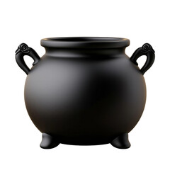 Mystical black cauldron with traditional side handles for witchcraft and fantasy themes
