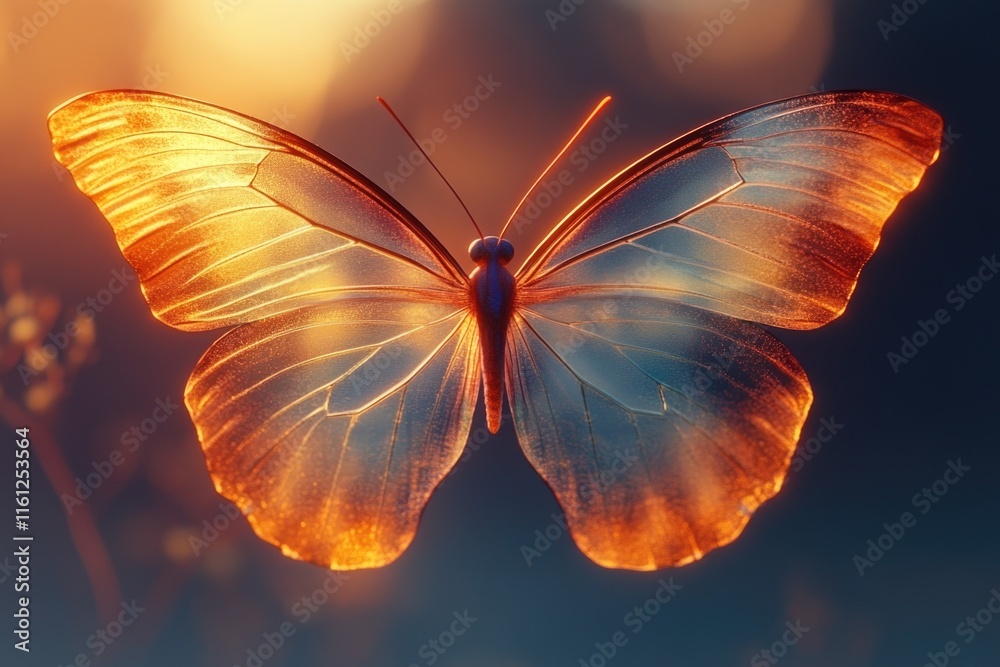 Poster a detailed image of a butterfly with a blurred background, perfect for using as an illustration or d
