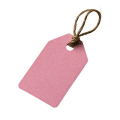 Pink paper tag for labeling, gift wrapping, or decorative crafting on a white background