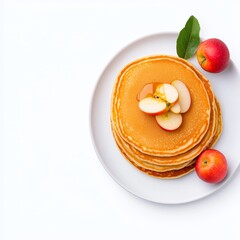 An image of a stack of apple pancakes on a clear background.