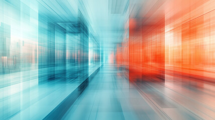 Abstract Technological Background in Blue and Orange Gradient with Geometric Patterns, Background for Powerpoint presentation, web banner design