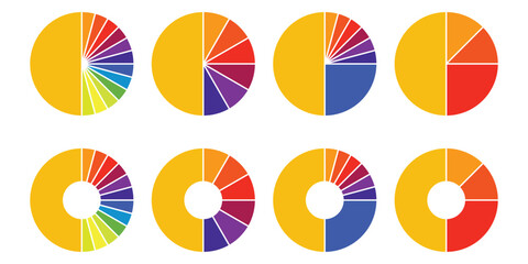 Obraz premium Vector pie chart icons isolated on white background.