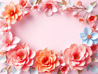 pink rose frame with copy space