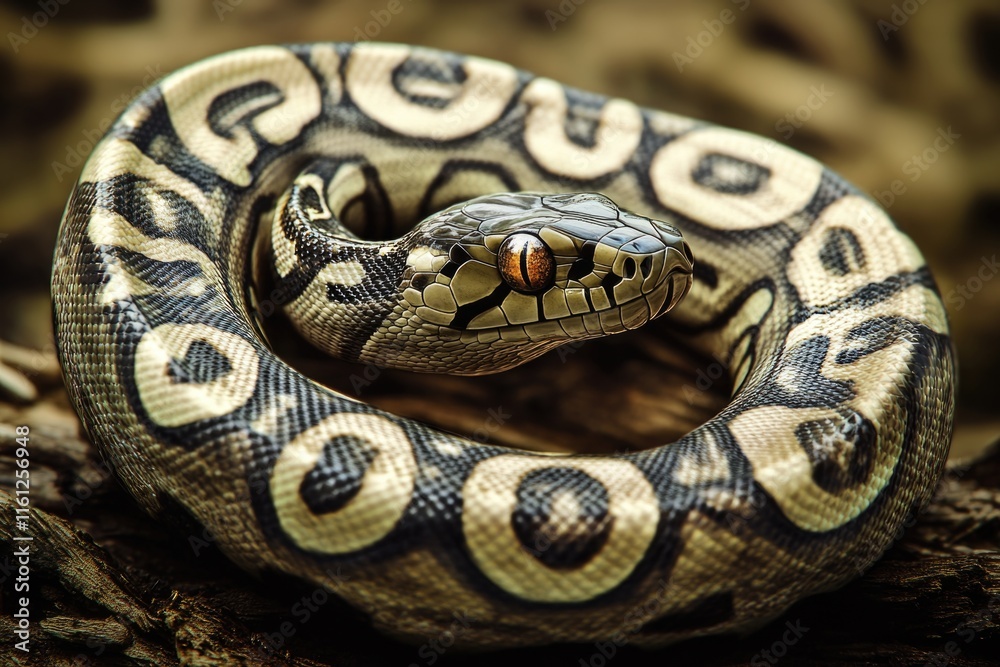 Aufkleber A close-up view of a snake coiled around a branch