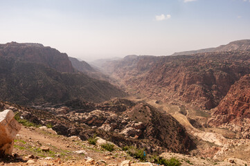 A mountain range with a valley in between