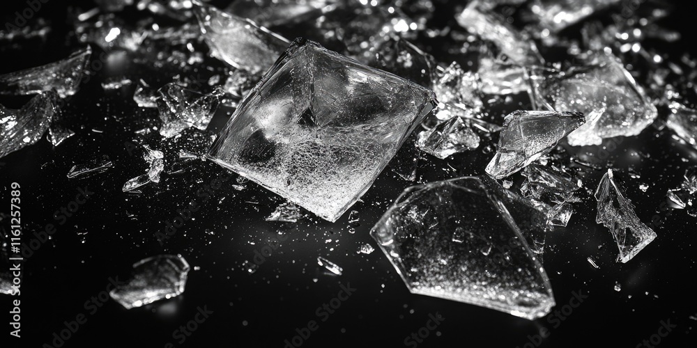 Poster A stack of ice cubes placed on a flat surface, ideal for use in drinks or as a decorative element