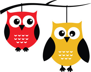 Cute cartoon owl character Cartoon owl isolated on white background