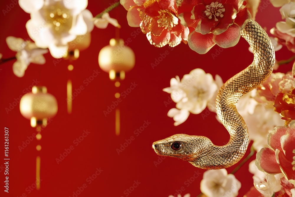 Aufkleber a snake is sitting on a branch of a tree, possibly waiting for prey or resting