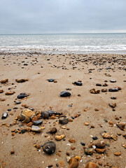 Pebble and sand beach along the Hove Brighton coastline