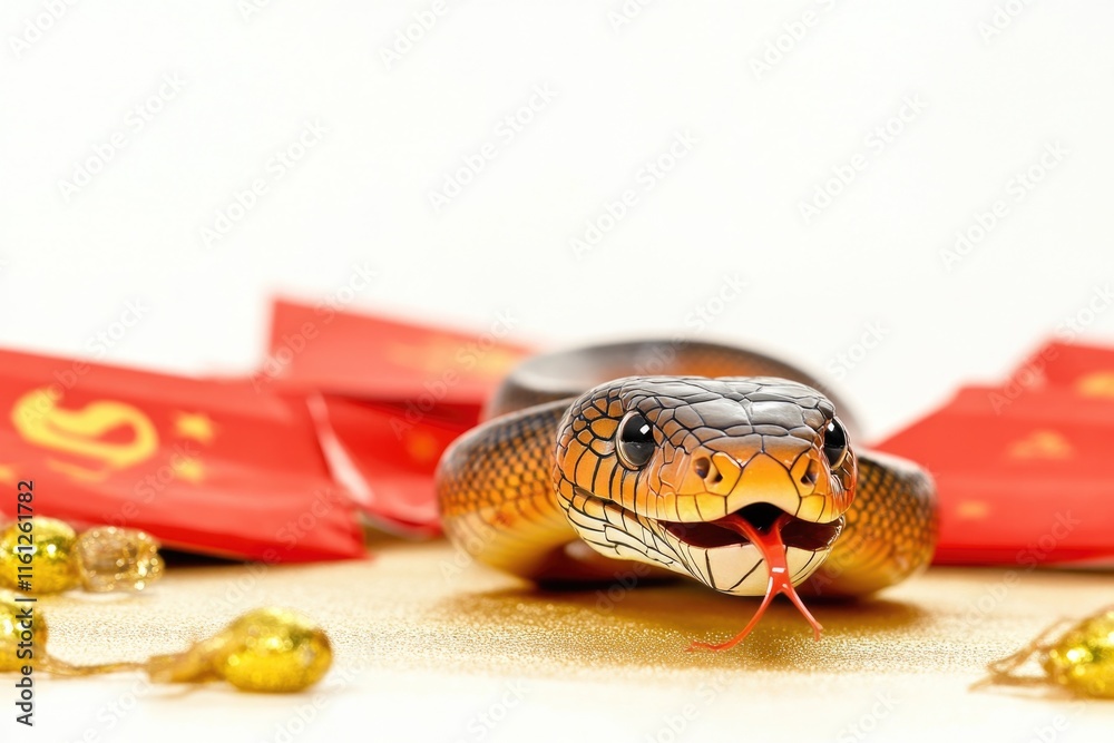 Poster a snake lying on the ground, waiting or resting