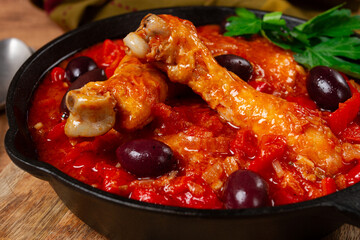 Pollo alla romana, Roman chicken, homemade, no people,