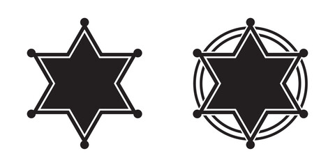 Sheriff star badge flat icon. Retro vintage sheriff star vector. Western cowboy officer 6 point badge symbol. Hexagonal medal. Vector of Security Police symbol.