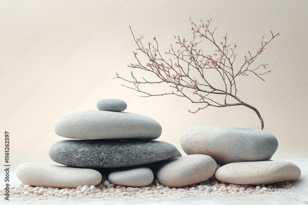 Poster a pile of rocks with a tree growing out of the background