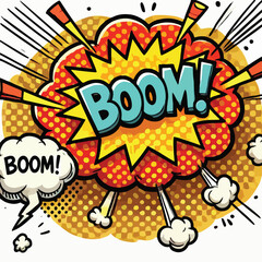 Cartoon comic sign burst cloud. Speech bubble, boom sign expression and   on a white background