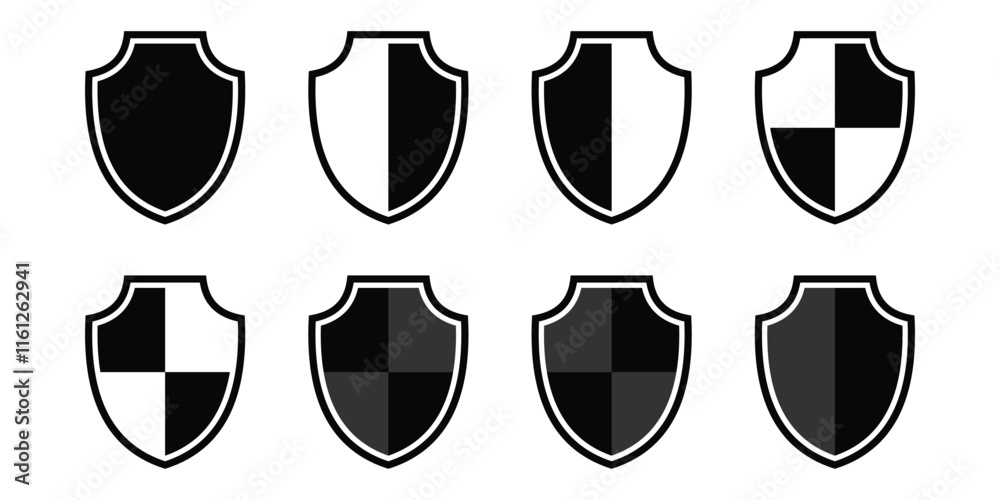 Fototapete set of vintage label and badges shape collections. collection of shield icon vector. shield icon vec