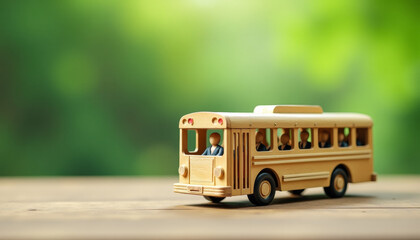 Wooden Miniature School Bus - A Detailed Transport Toy