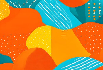 vibrant patchwork of abstract shapes with pencil texture details
