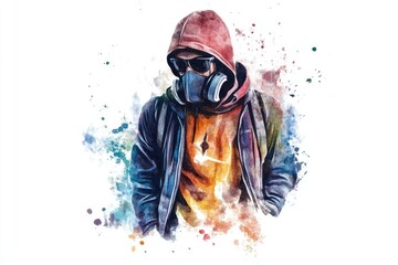 Obraz premium A person wearing protective gear and clothing, suitable for surveillance, protests, or hazardous environments