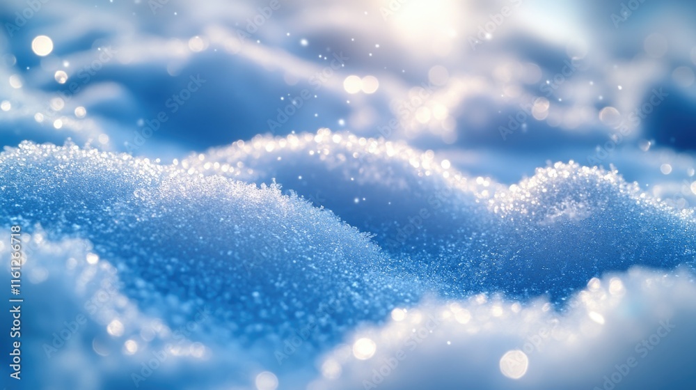 Poster Close-up shot of a snow-covered surface with intricate patterns and texture
