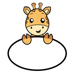 Giraffe cartoon character name label icon