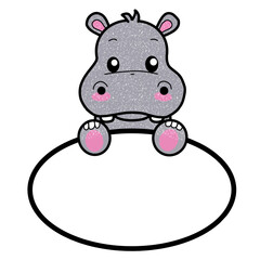 Hippo cartoon character name label icon