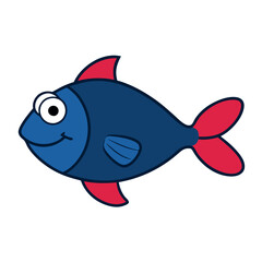 American Color Theme Parrot Fish Cartoon Illustration.Parrotfish Cartton Illustration