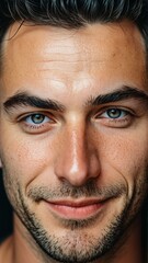 Obraz premium Close-up portrait of smiling man with heterochromia eyes